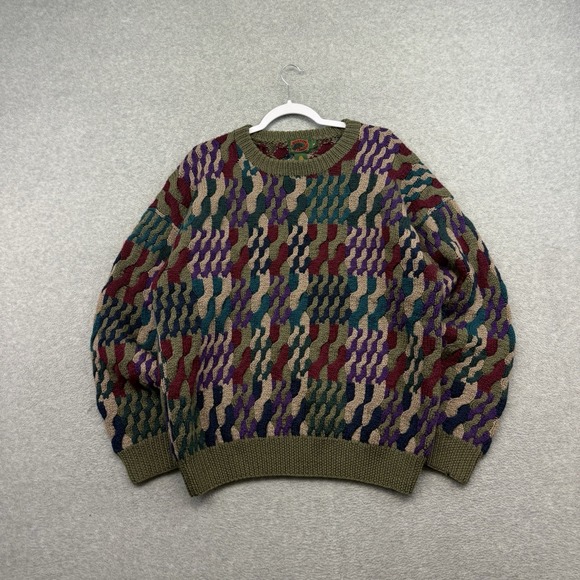 Boston Traders Other - Vintage Boston Trade  Wool Abstract Geometric‎ Funky 3d Knit Crewneck Sweater L